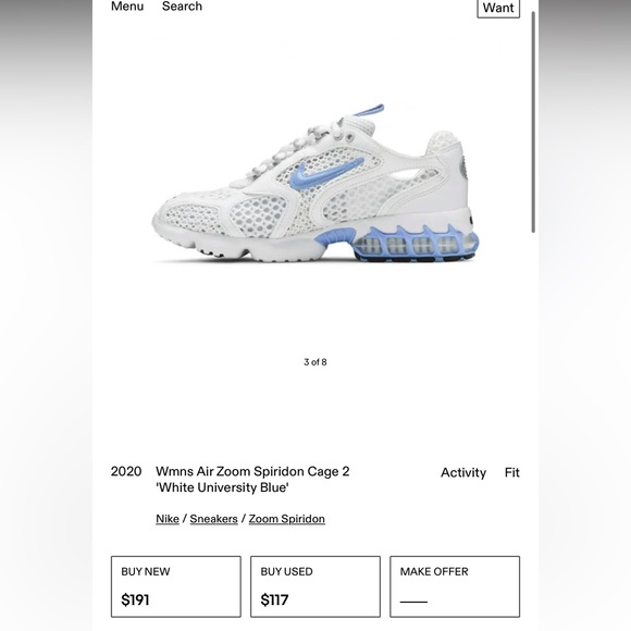 Nike women’s Air Zoom Spiridon Cage 2 'White University Blue' - Picture 2 of 7